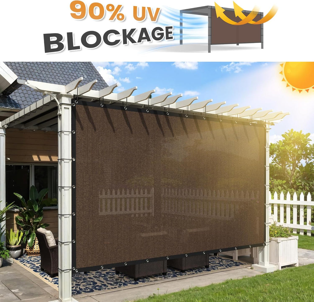 VICLLAX Shade Fabric Sun Shade Cloth Privacy Screen with Grommets for Patio Garden Pergola Cover Canopy 6x10 FT, Mocha