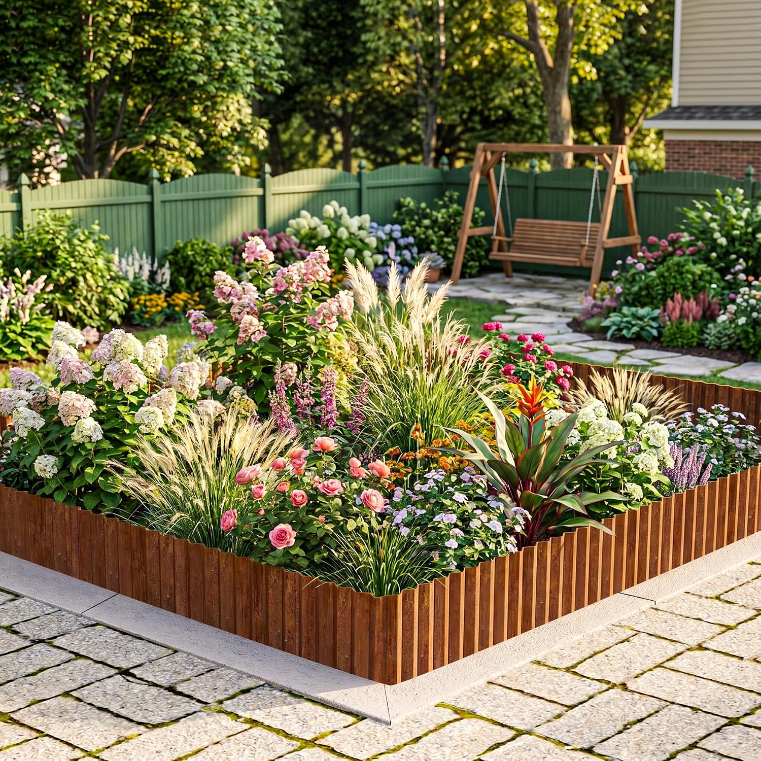 MTART Metal Garden Edging for Landscaping, Sturdy Corrugated Edging Border for DIY Flower Bed, Lawn and Landscape