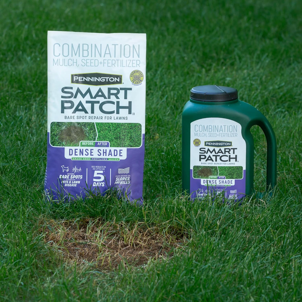 Pennington Smart Patch Dense Shade Grass Seed 10 LB, Bare Spot Repair with Mulch and Fertilizer
