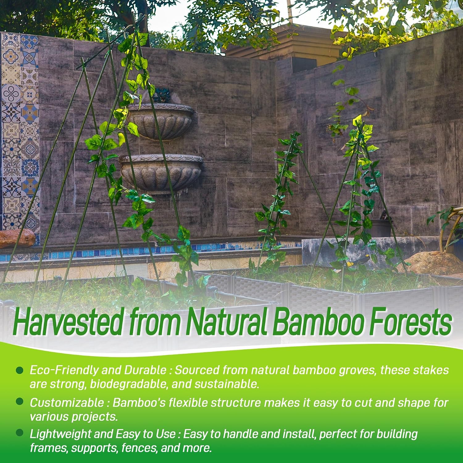50Pcs 4ft Bamboo Sticks for Indoor Outdoor Plants, 0.29"-0.38" Natural Bamboo Poles, Durable Garden Stakes for