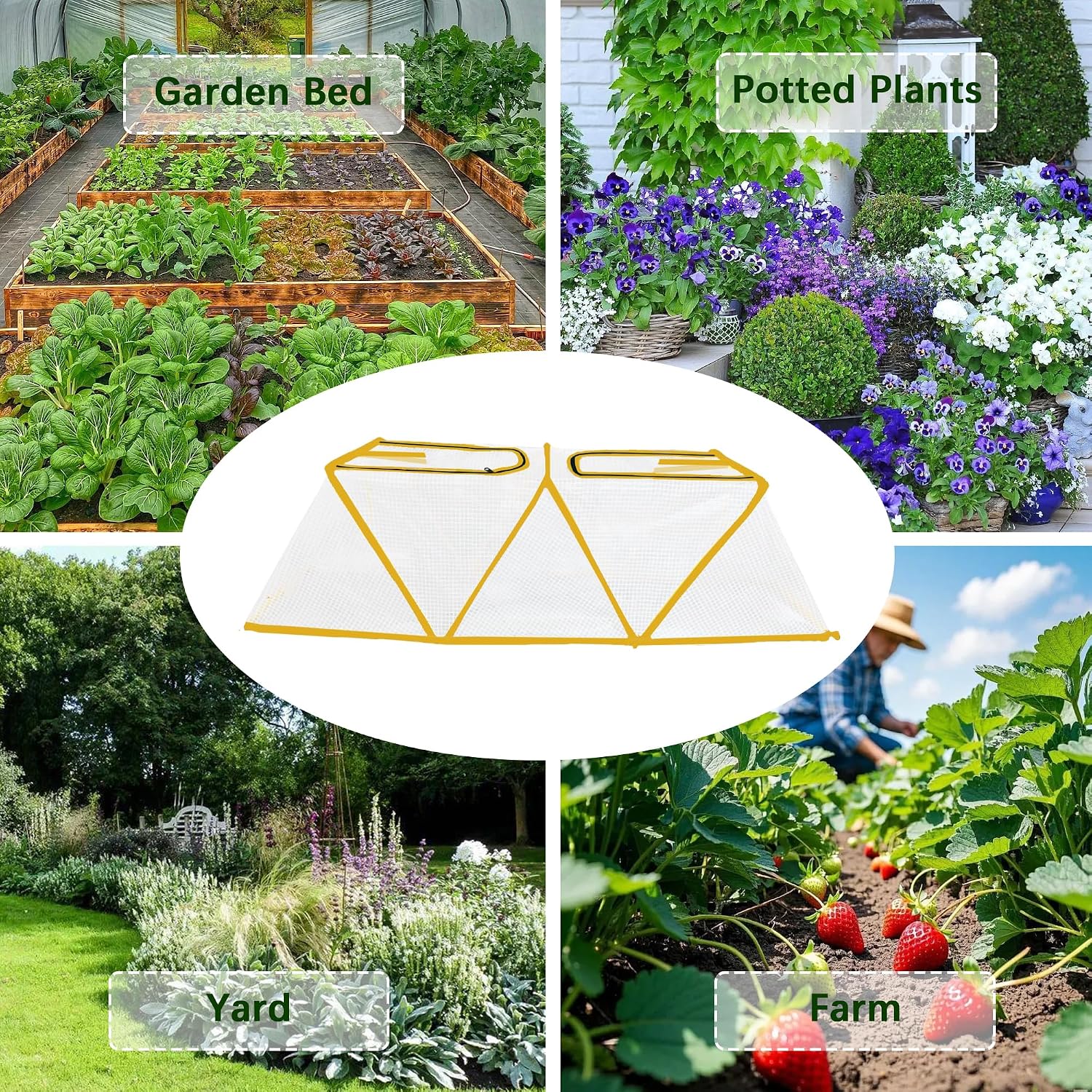 47.2" *14.6" *13.4" Foldable Garden Row Accelerator Plants Cover for Raised Garden Bed, Mini Greenhouse Cover with Two