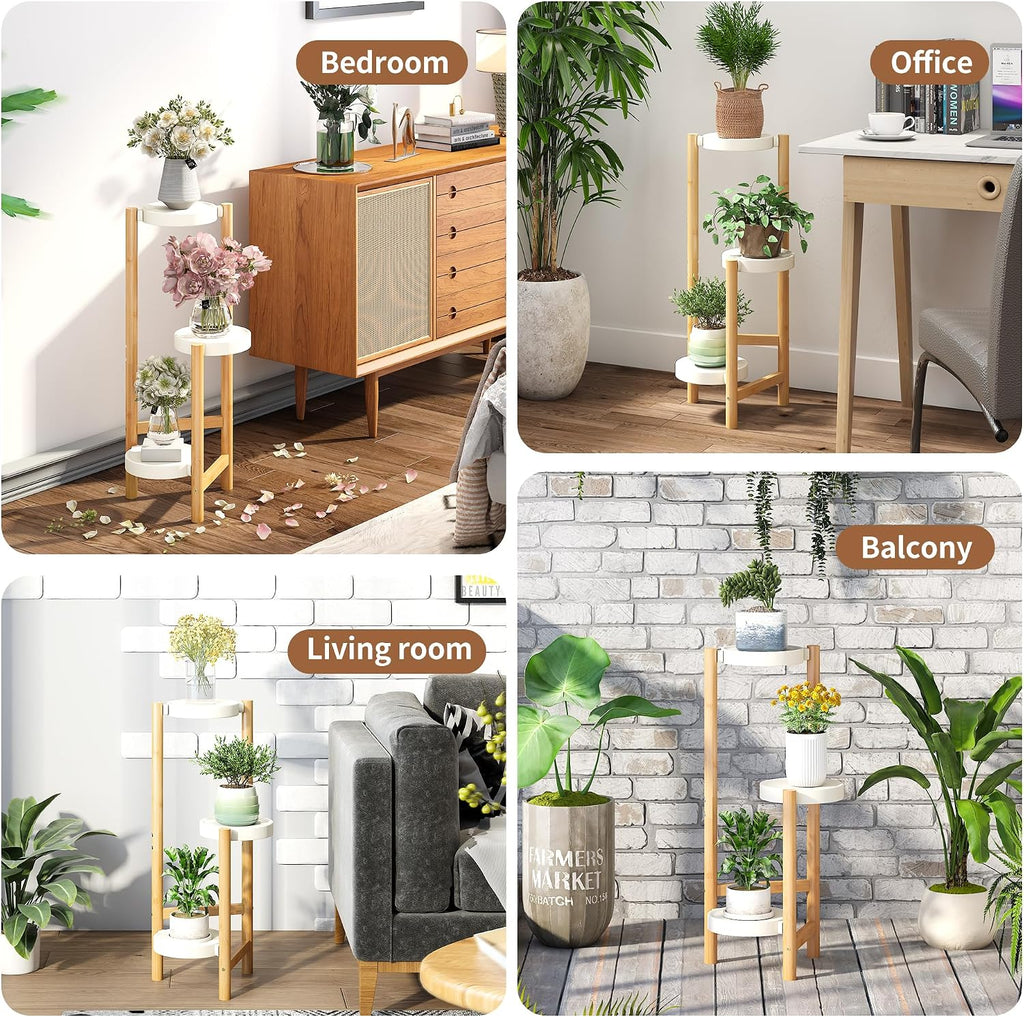 Plant Stand Indoor Outdoor Plant Rack 3 Tier 3 Potted Flower Holder Ladder Plant Stands for Balcony Window Living Room