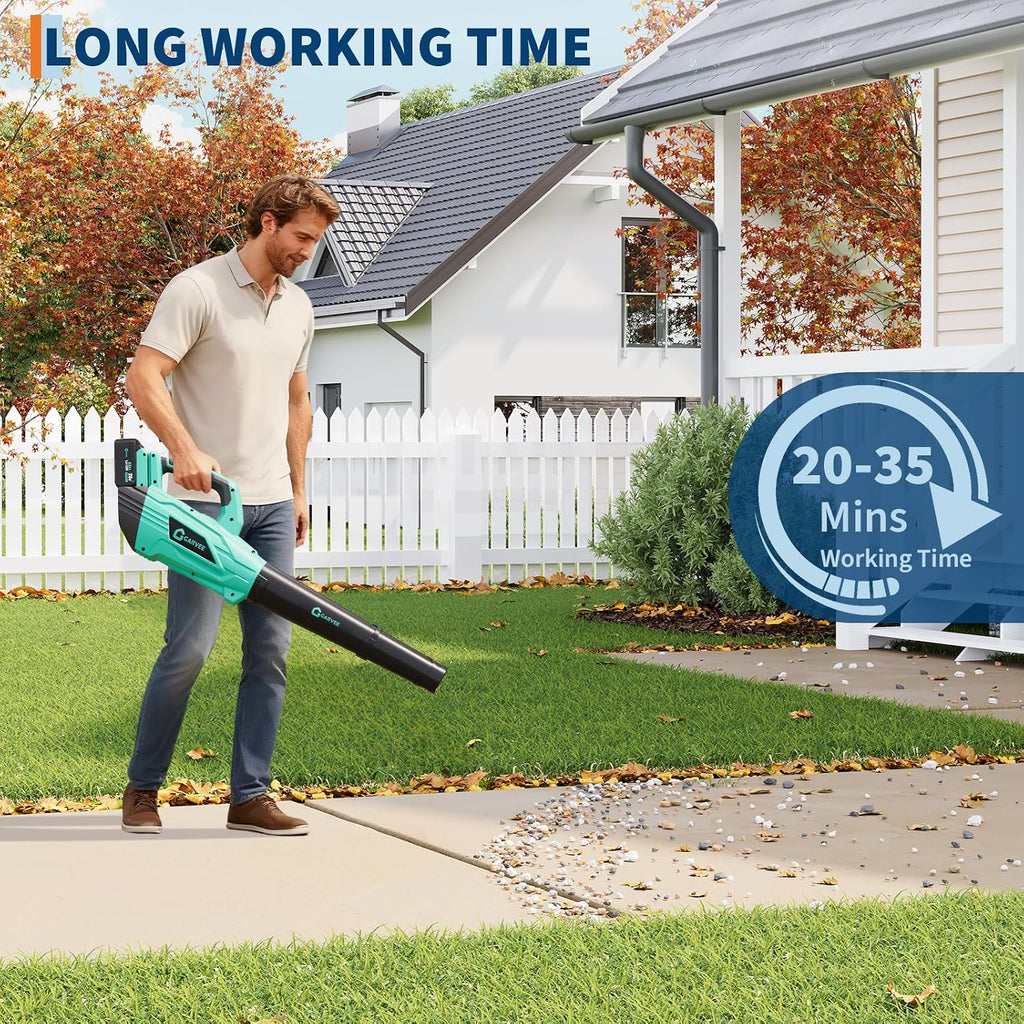 Garvee Leaf Blower Cordless - 750CFM 250MPH Electric Leaf Blower Battery Powered, 20V Blower Wet Leaf & 3-Speed with