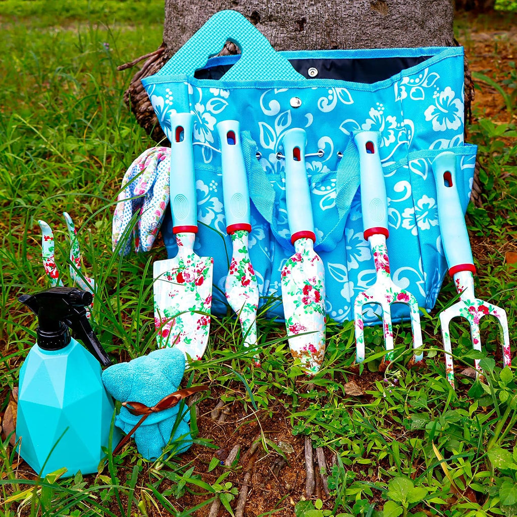 Womens Gardening Gifts Set - Floral Gardening Tools with Tote Bag - Gifts for Mom, Girlfriend or Women - Birthday