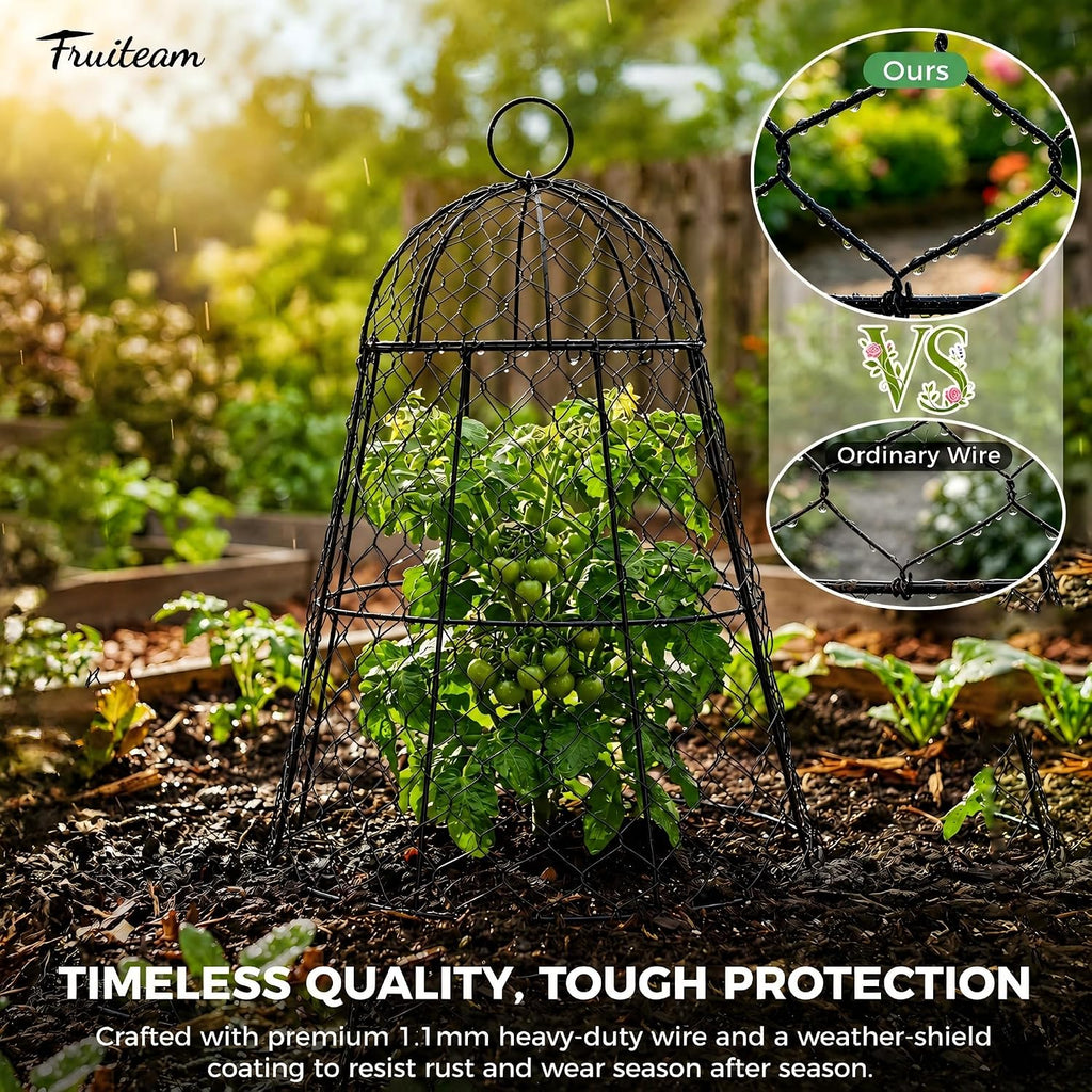 FRUITEAM Metal Plant Covers 6pcs, Heavy Duty Garden Cloche Plant Cage | 13"x15.8"H Rust-Proof Plant Protectors from