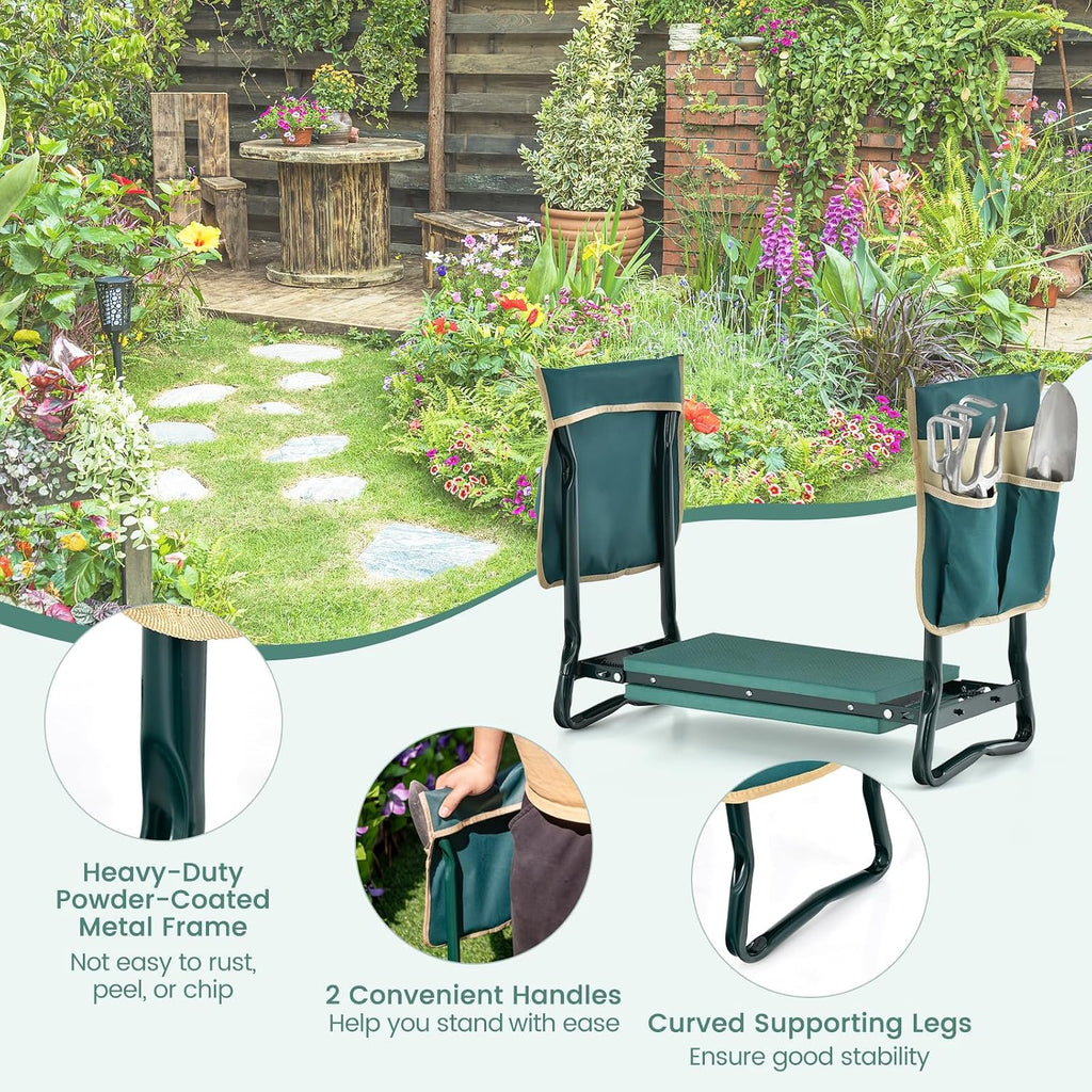Goplus Garden Kneeler and Seat, Foldable Garden Bench for Kneeling & Sitting, Widened 8" EVA Soft Foam Pad, Heavy-Duty