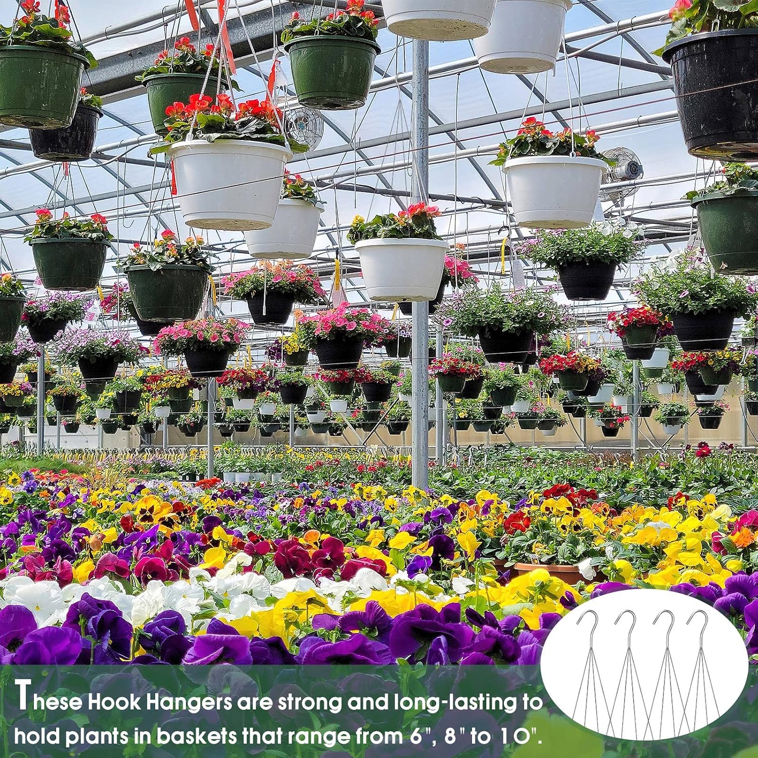 10 Pack 24 Inches Strong Wire Plant Hangers for Hanging Baskets 4 Orchid Hanging Basket Wire Metal Hook Hanger for