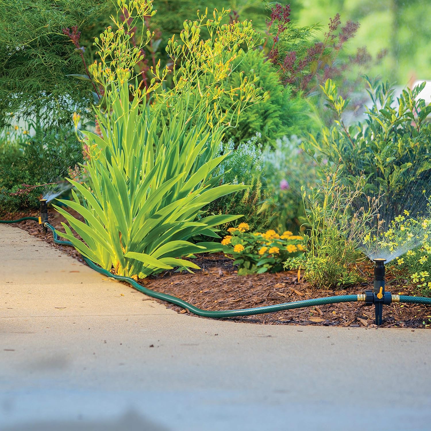 Melnor Multi-Adjustable Watering Set, 1800 Sq Ft: 3 Sprinklers, 2 Hoses | 65191AMZ | Adjustable Angle, Direction &