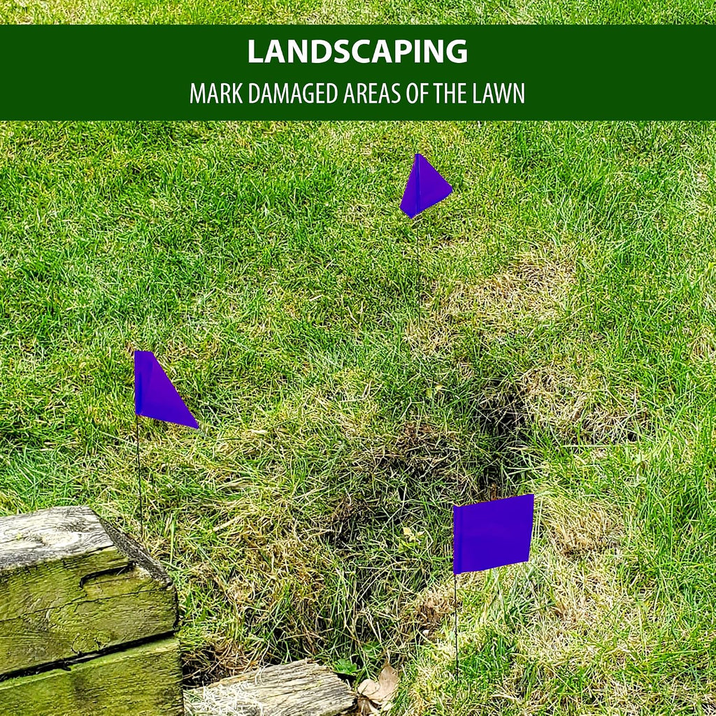 Purple Marking Flags 1000 Pack - 4x5x15 Inch Purple Flags for Outside - Markers For Lawn, Irrigation, Landscaping