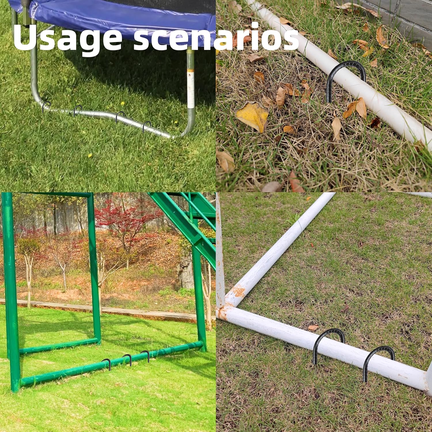 10 Pieces 16-Inch Garden Ground Stakes Galvanized Steel J Shape Hook Rebar Stake - Heavy DutyAnchors for Tents