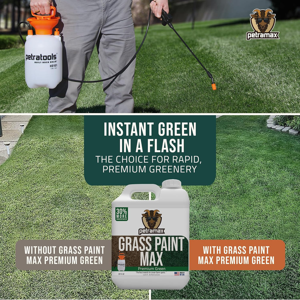 PetraMax Green Grass Paint for Lawn Dye - Maintain Turf or Green Grass, Spray Paint for Lawn & Shrubs Easy Spray, Pairs