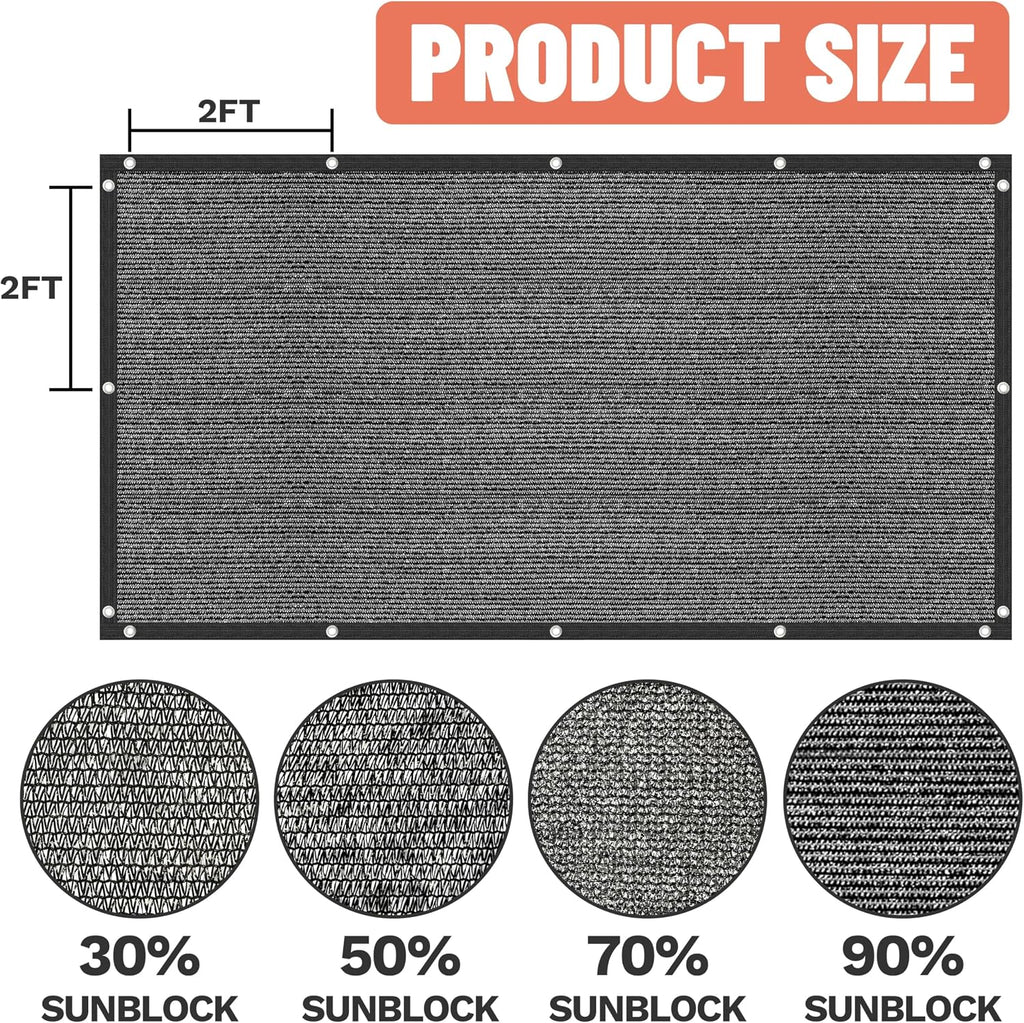 Amgo 6' x 10' Black Shade Cloth with Grommets - 90% Sunblock, Durable Mesh Fabric Tarp for Dog Kennel Cover