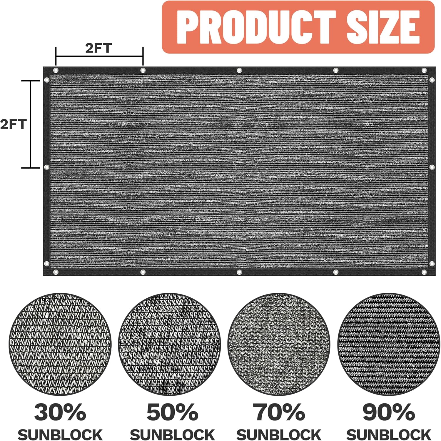 Amgo 6' x 10' Black Shade Cloth with Grommets - 90% Sunblock, Durable Mesh Fabric Tarp for Dog Kennel Cover