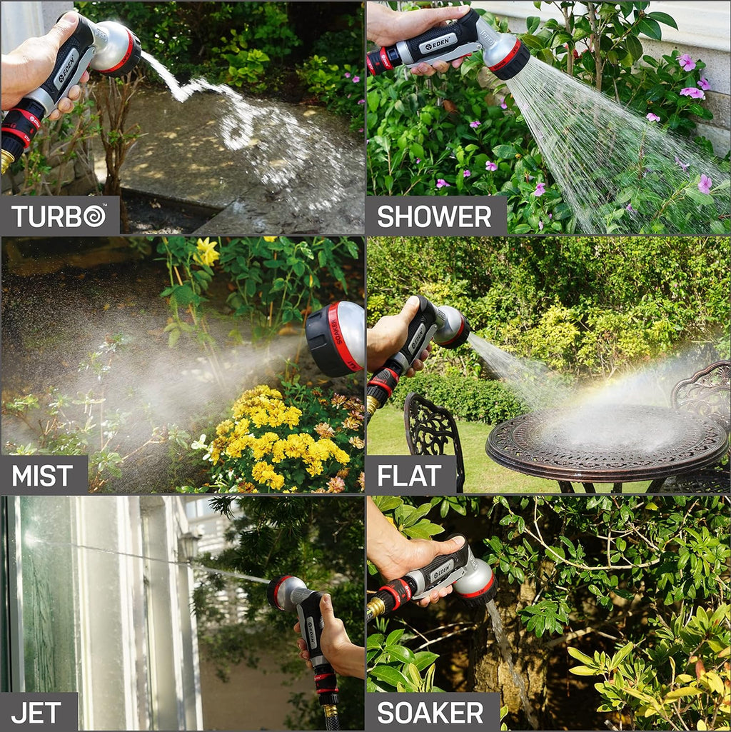 Eden PRO 94833 Metal Front Trigger 6-Pattern Turbo Nozzle | Heavy-Duty Hose Sprayer for Garden, Lawn, Plants, Outdoor