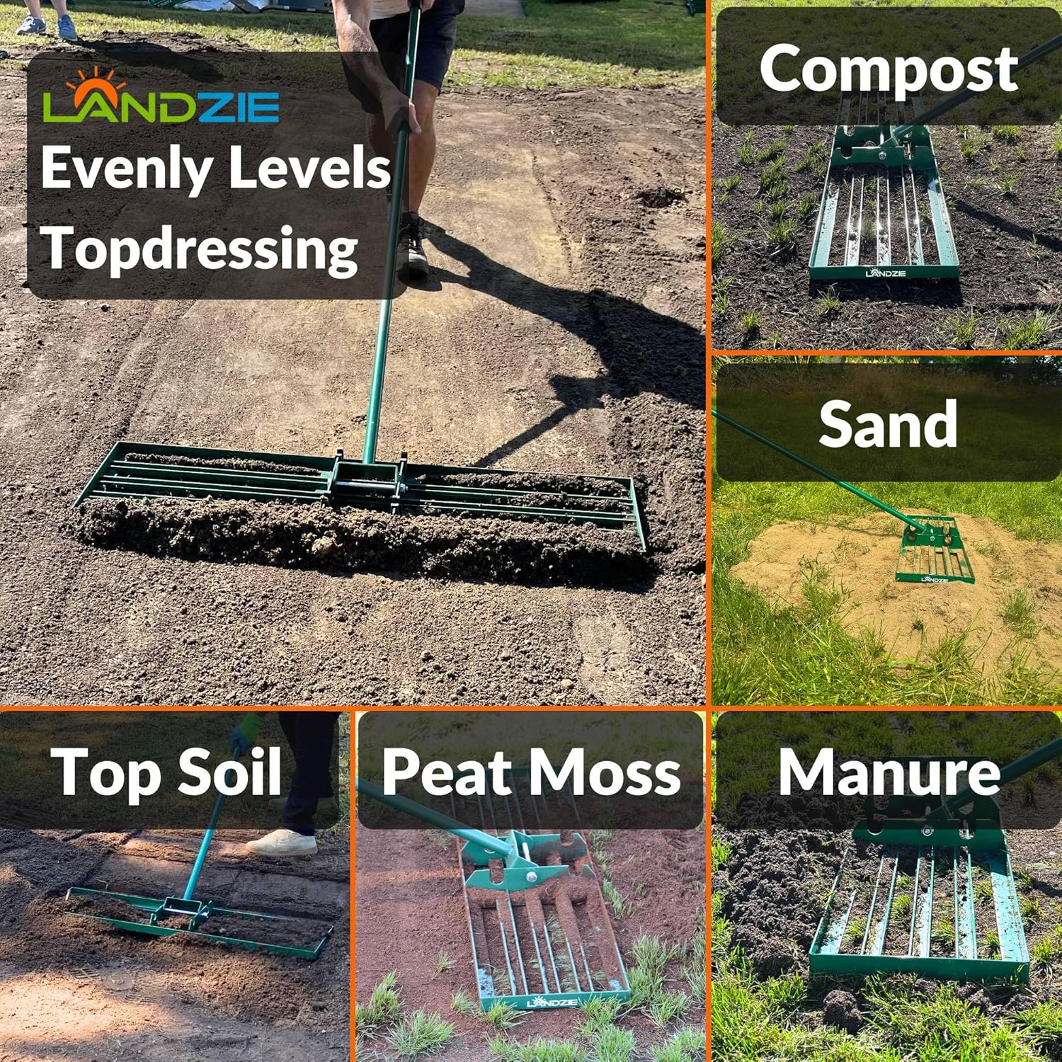 The Original Lawn Leveling Rake – 36" Steel Handle Yard Leveler, Lawn Level Tool for Creating a Flat Surface - Works