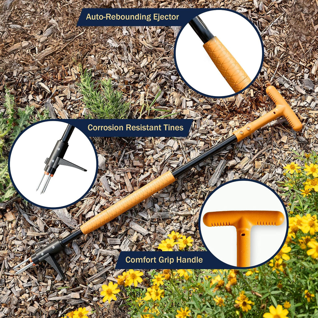 Stand Up Weed Puller Tool with Long Handle - 39” Ergonomic Weeder Puller - Heavy Duty Weed Remover for Weeding Without
