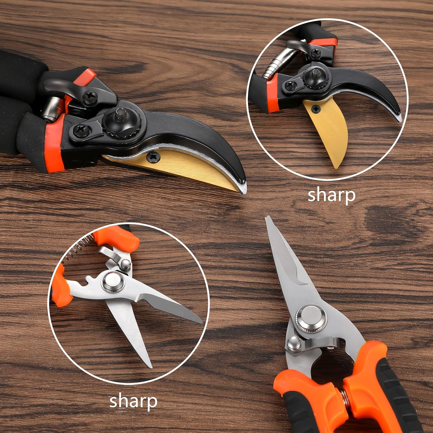 5 pack Garden Pruning Shears Stainless Steel Blades, Handheld Scissors Set with Gardening Gloves,Heavy Duty Garden