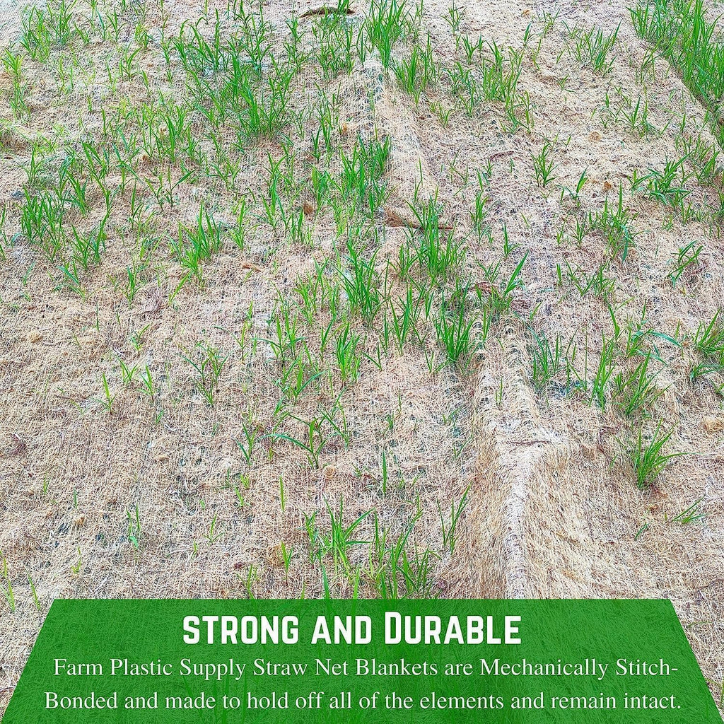 Farm Plastic Supply - Erosion Control Blanket - Straw Garden and Landscape Cover, Erosion Control Blanket, Straw