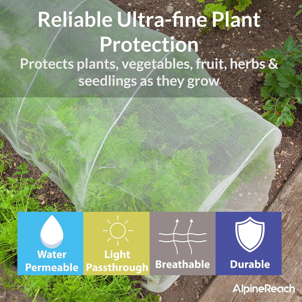 AlpineReach Garden Netting Ultra Fine Mesh 10 x 34 ft - Durable Protection Barrier Net Cover for Vegetable Plants