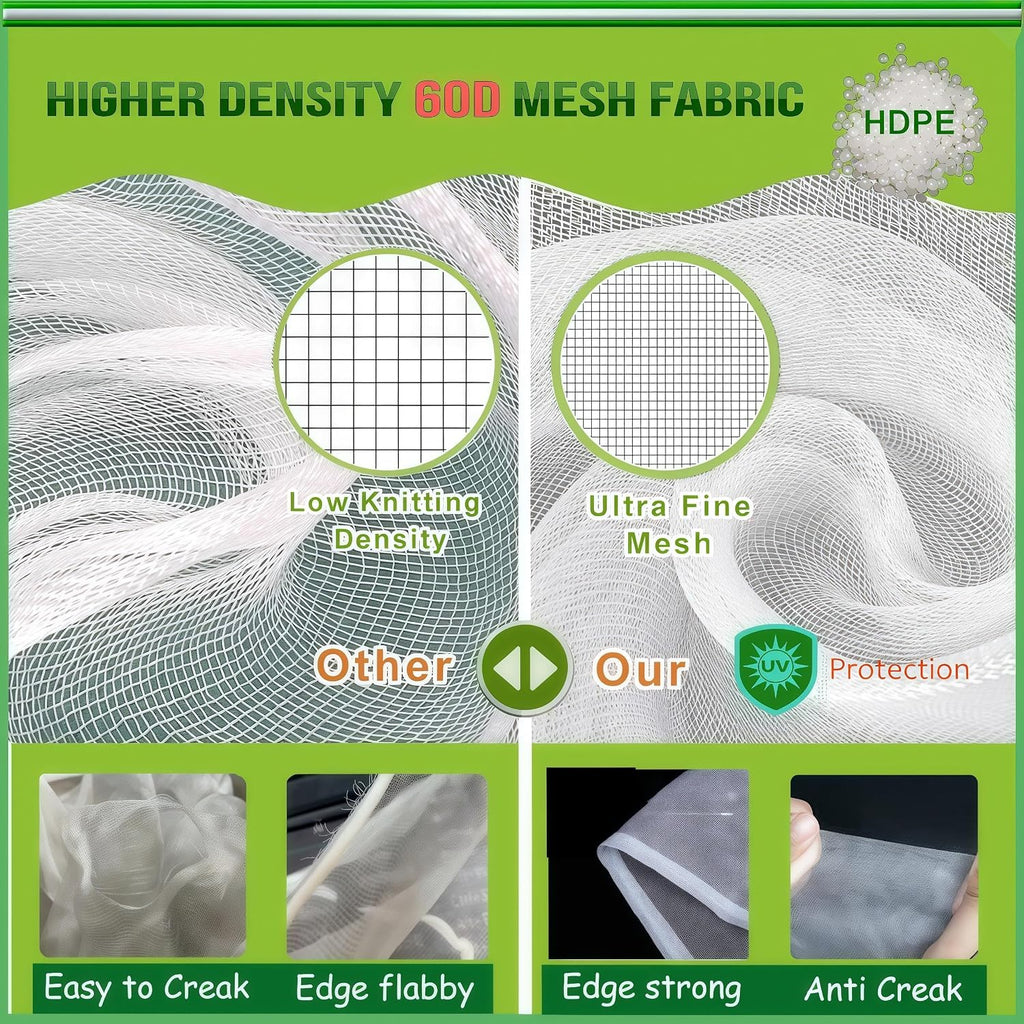 Large Fruit Tree Netting - 2 Pack 10x10FT-with Drawstring & Zipper, Easy Install Plant Protection Cover, Reusable