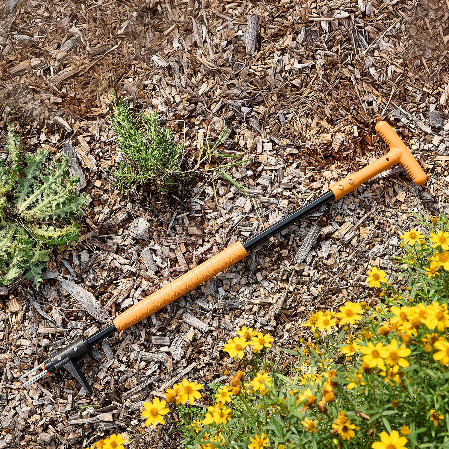 Stand Up Weed Puller Tool with Long Handle - 39” Ergonomic Weeder Puller - Heavy Duty Weed Remover for Weeding Without