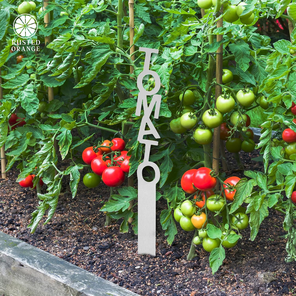 Spell It Out Personalized Metal Garden Plant Markers - Set of 7 - 80 Plant Varieties - Vertical Stacked Name Stakes for