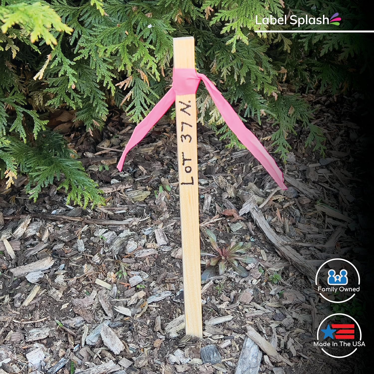 50 Pack Wooden Garden Stakes, 12" Long x 3/4" Wide, Made in USA Pine Plant Markers, Chisel Point Yard Stakes for