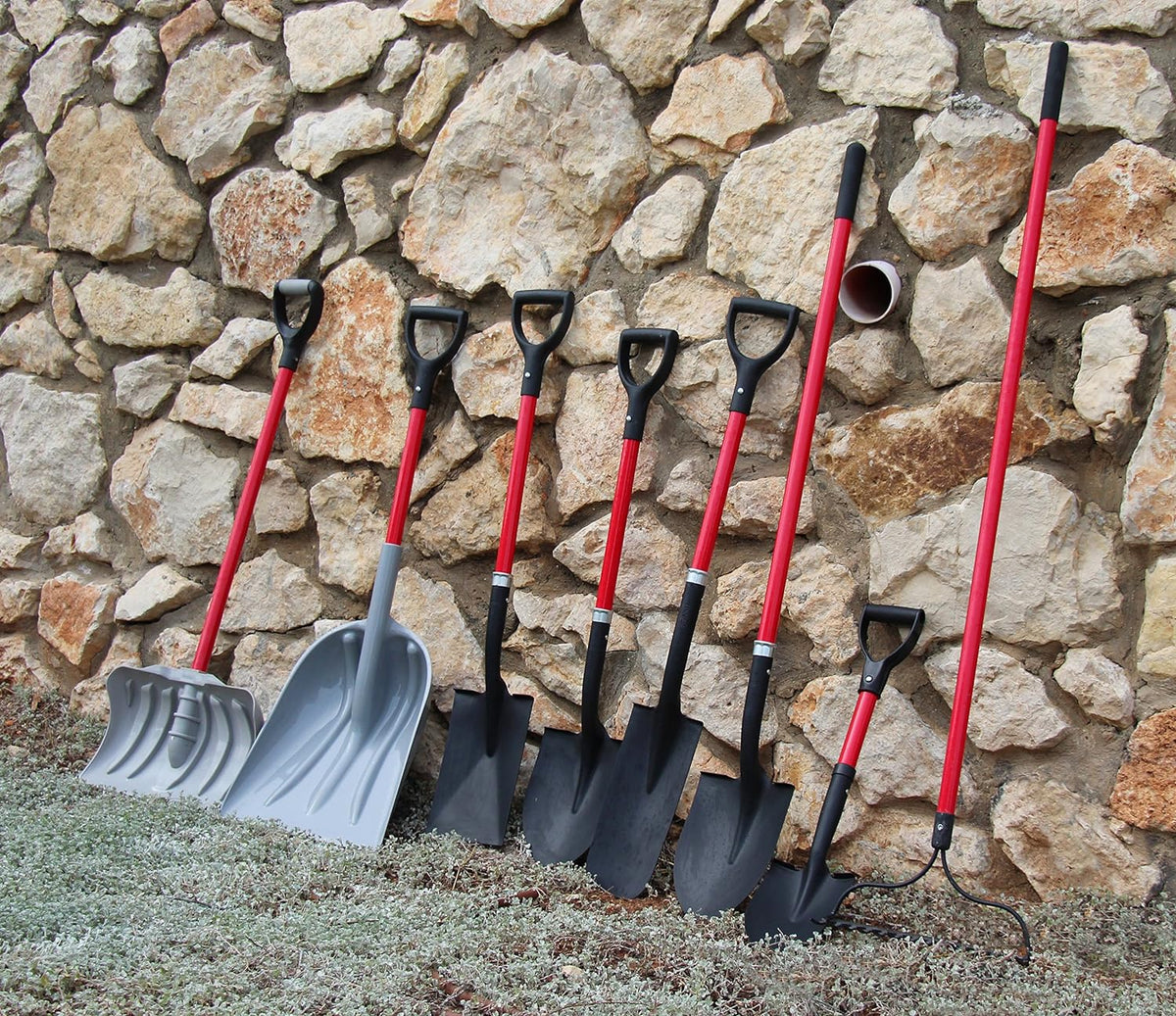 J202A Round Point Digging Shovel with Long 56 Inch Fiberglass Handle, Garden Spade for Digging Soil, Roots & Planting