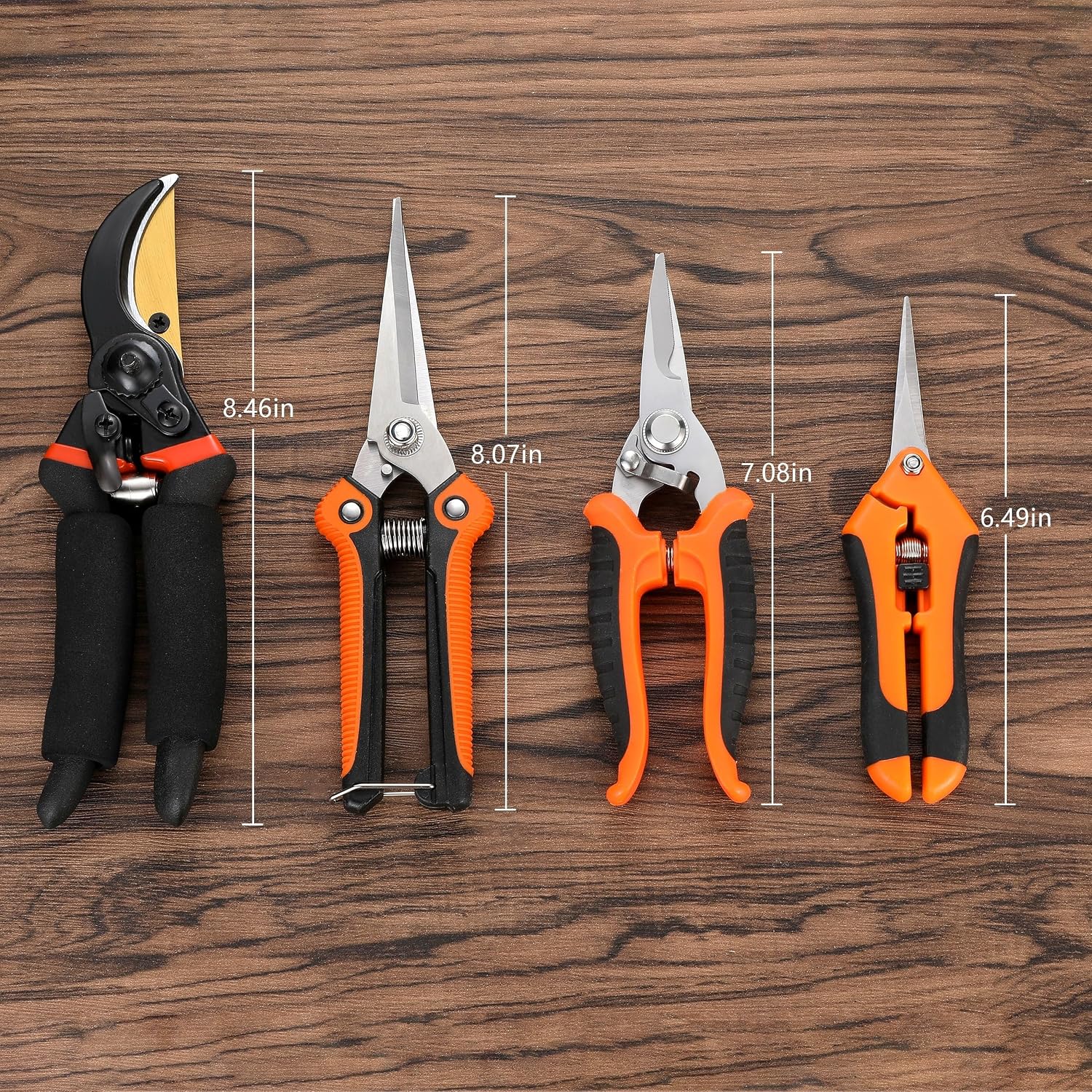 5 pack Garden Pruning Shears Stainless Steel Blades, Handheld Scissors Set with Gardening Gloves,Heavy Duty Garden