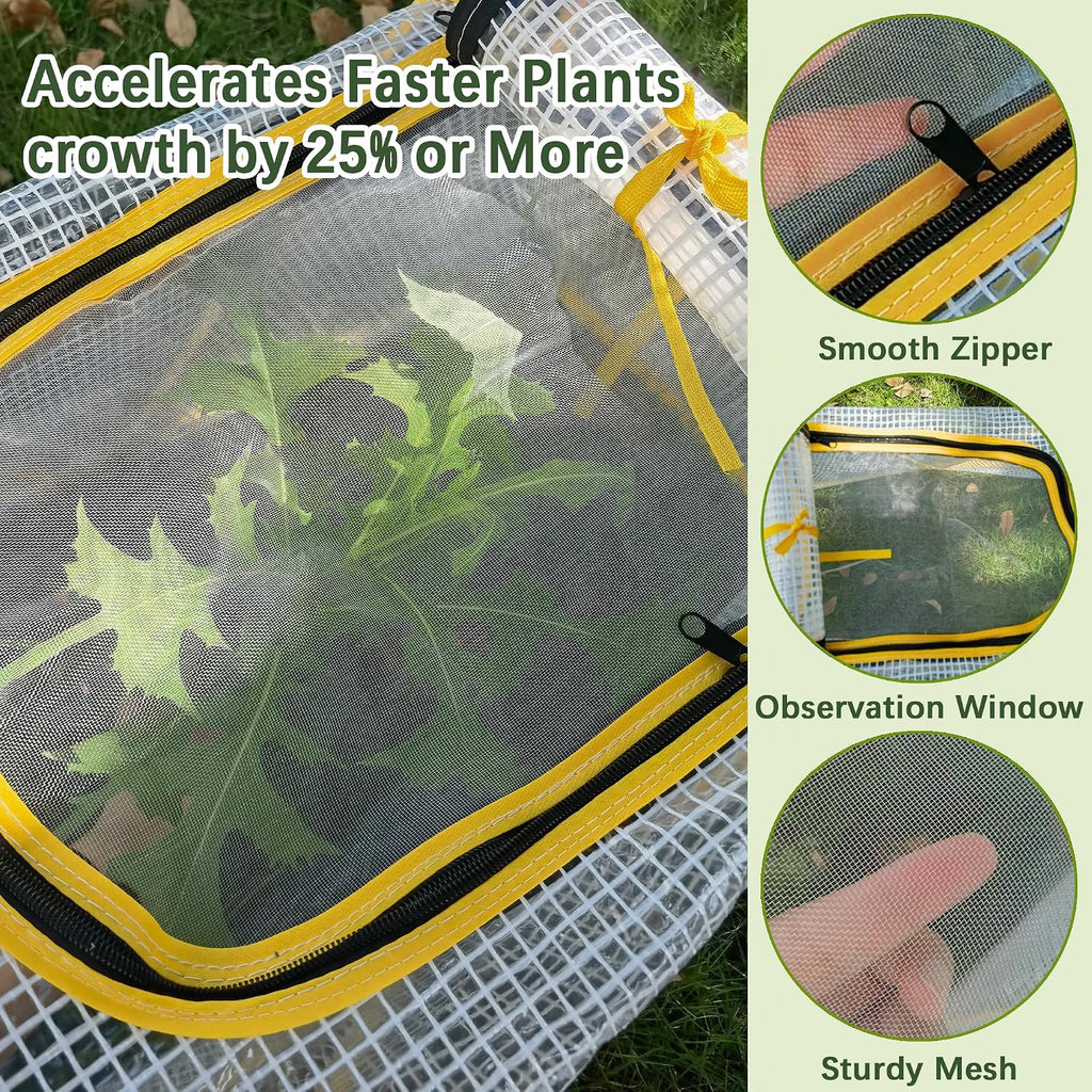 47.2" *14.6" *13.4" Foldable Garden Row Accelerator Plants Cover for Raised Garden Bed, Mini Greenhouse Cover with Two