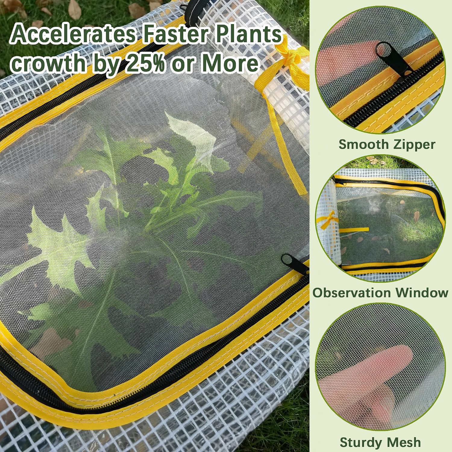 47.2" *14.6" *13.4" Foldable Garden Row Accelerator Plants Cover for Raised Garden Bed, Mini Greenhouse Cover with Two