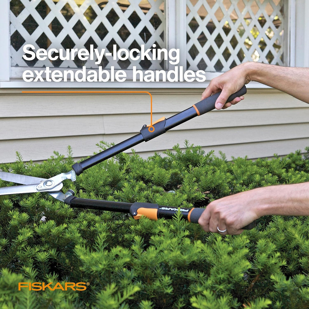 Fiskars 25"-33" Power-Lever Extendable Garden Hedge Shears, 10” Blades