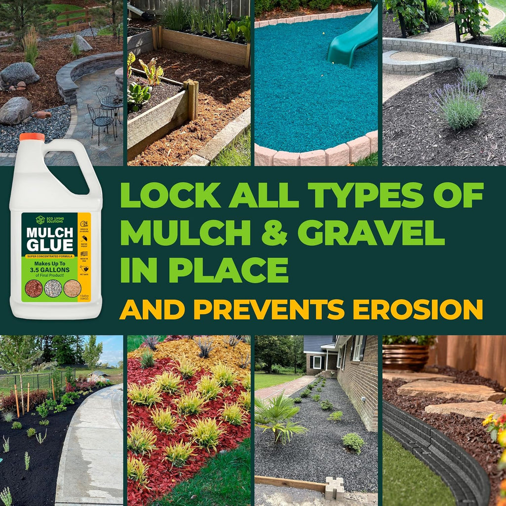 Mulch Glue for Landscaping - Rock & Gravel Binder | Spray Glue for Paver Sealer | Landscape Glue for Mulch & Pebbles