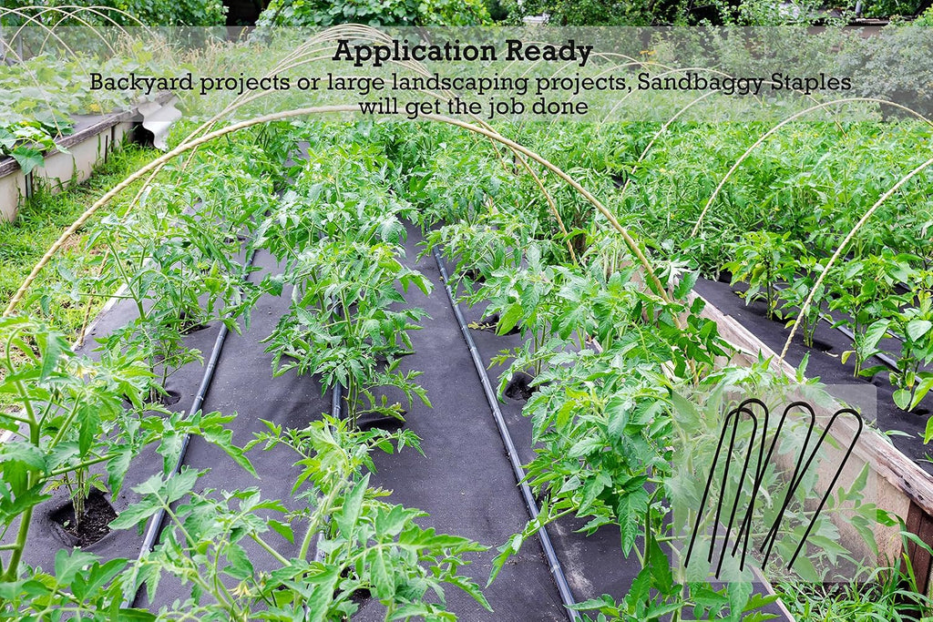 Sandbaggy Round Top 6-Inch Landscape Staples ~ SOD Garden Stakes Square Pin for Ground Cover Fabric & Drip Irrigation