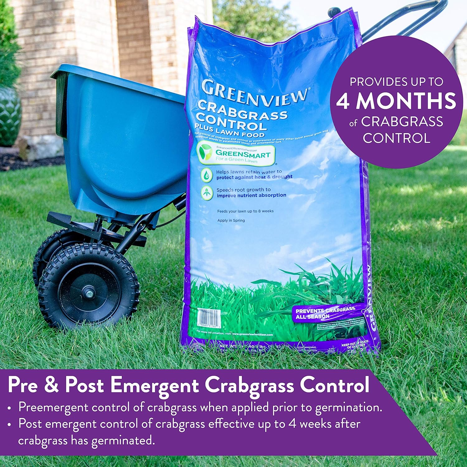 GreenView Crabgrass Control Plus Lawn Food 13.5 lb. Covers 5,000 sq. ft. | 26-0-4 NPK formula - Prevents crabgrass all