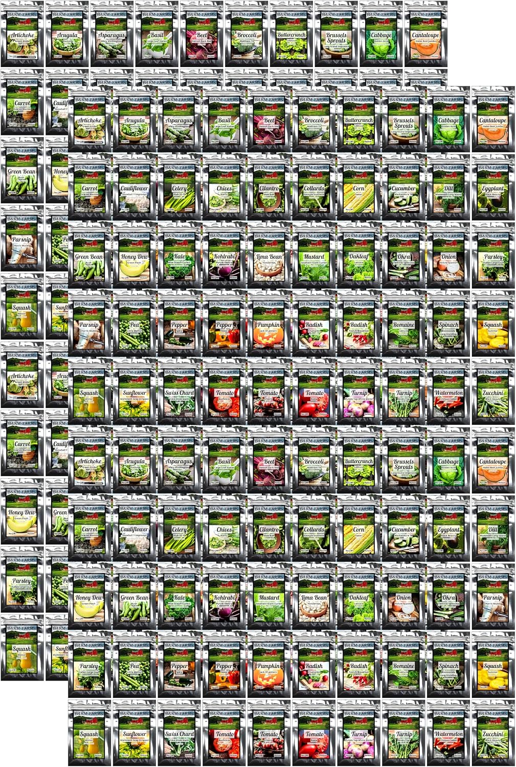 100 Seed Packets, 50 Varieties: Ultimate Seed Vault for Home Food Security & Abundant Gardens by B&KM Farms