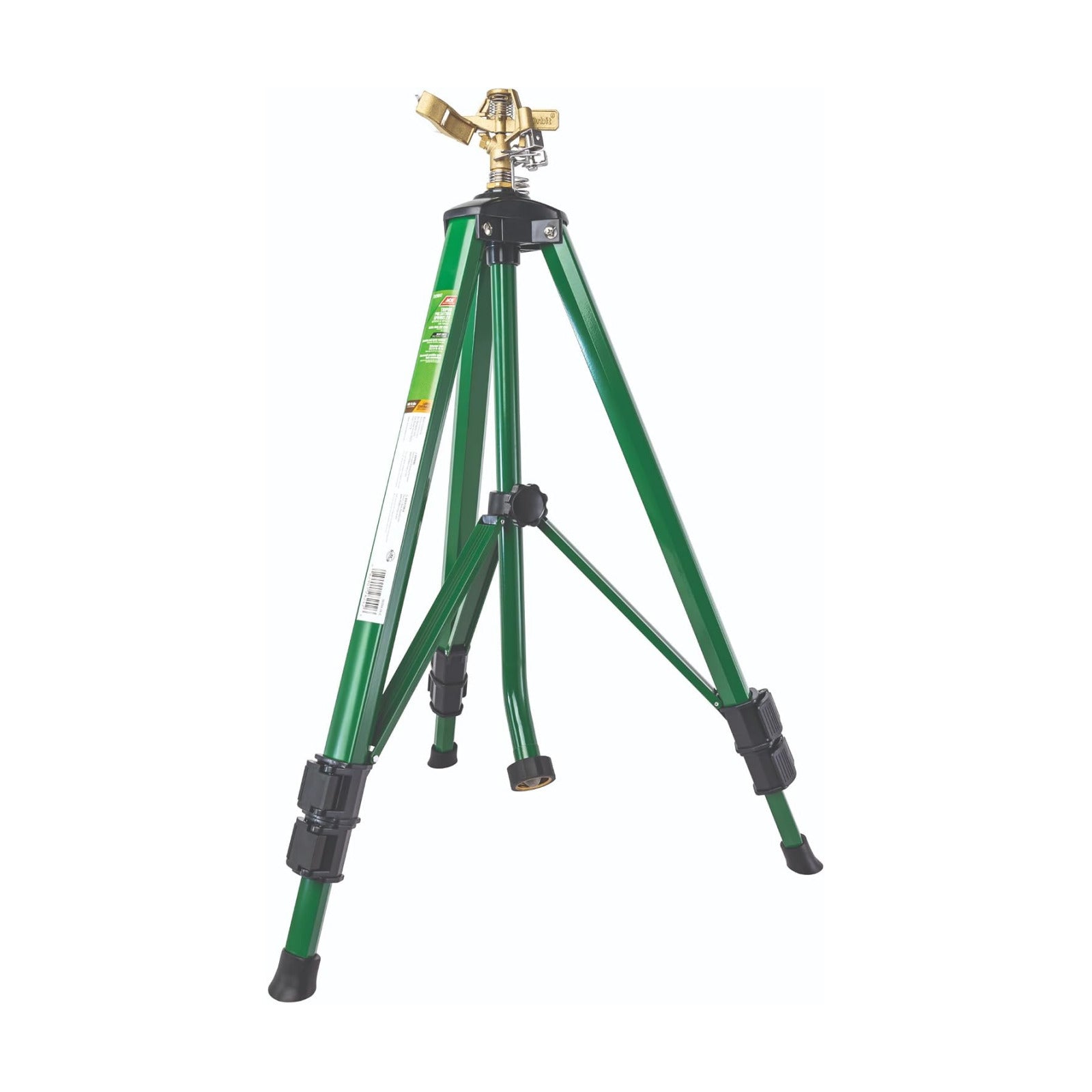 Orbit 1/2 Inch Brass Impact Sprinkler - Adjustable Metal Tripod - Long Range Lawn Watering System - 360 Degree Rotating