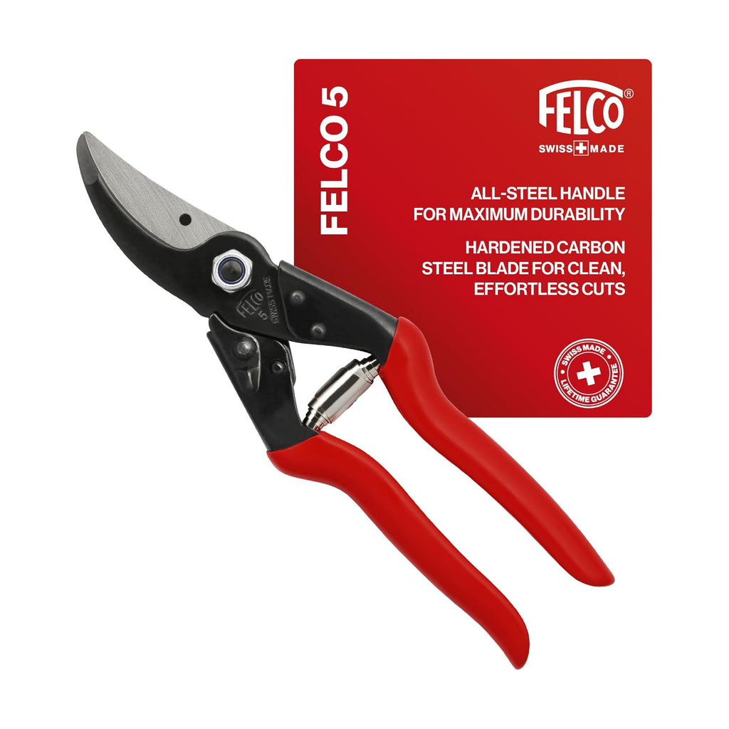Felco F5 Pruning Shears – 8.9" All Steel Large Swiss-Made Garden Clippers| Hand Pruners for Garden & Landscape | Garden