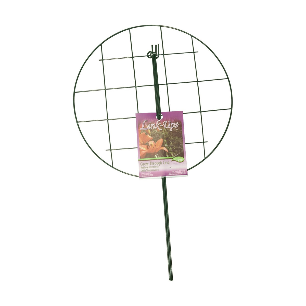 Luster Leaf Link-Ups Grow Through Grid, 20” Round With 30” Legs Plant Support, Green