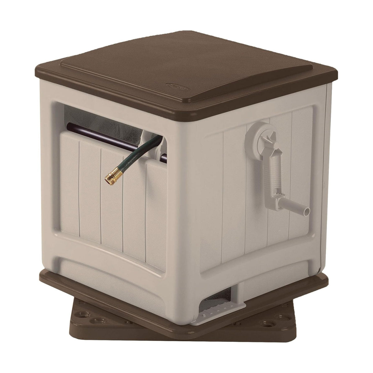 Suncast 225 ft. Swivel Hideaway Hose Reel with Hose Guide and Crank Handle, Mocha/Taupe