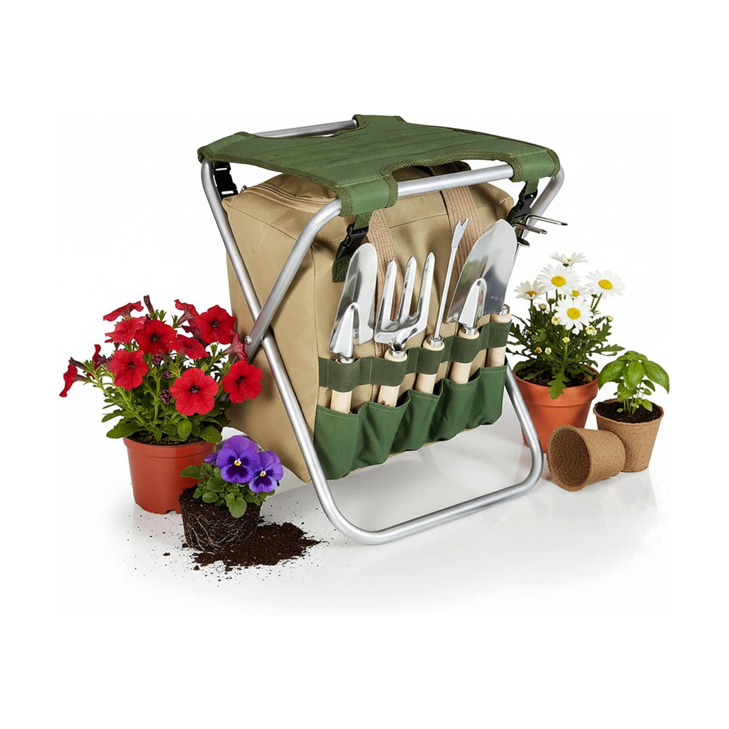 PICNIC TIME Garden Kneeler and Seat, Folding Gardening Bench, Portable Garden Stool and Kneeler with Detachable Tote
