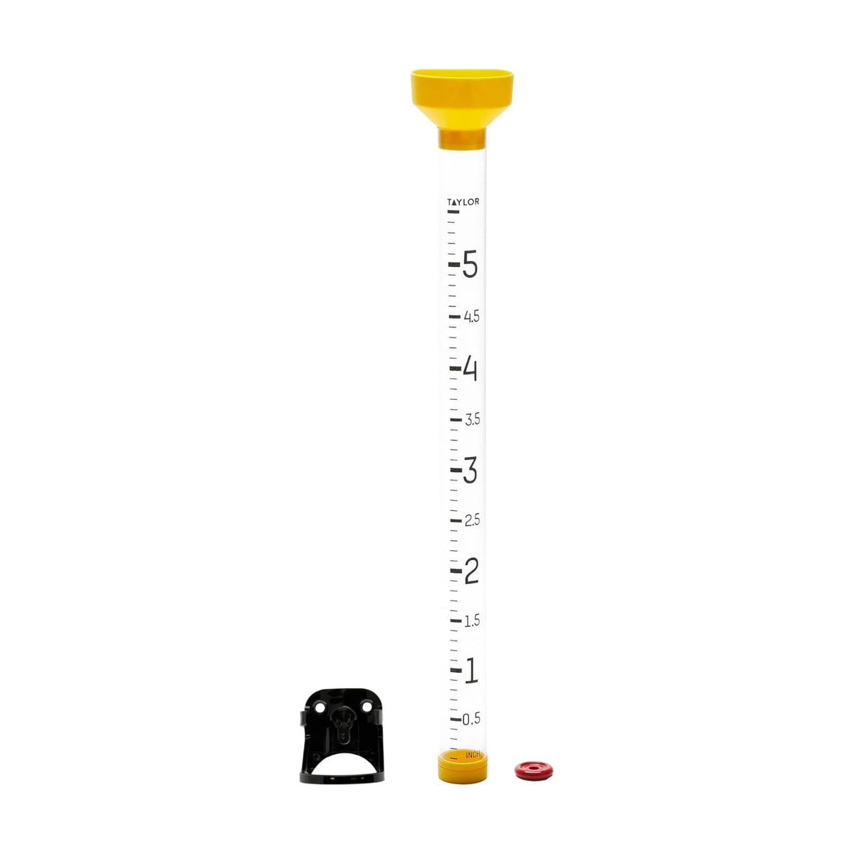 Taylor Capacity Jumbo Rain Gauge, Measure and Monitor Precipitation, Easy to Read for Backyard, Patio, Garden, and Lawn, 5-inch, Yellow