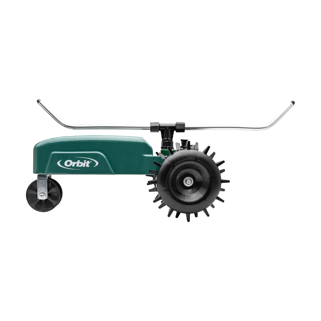Orbit Traveling Tractor Water Sprinkler - Self-Propelled Traveling Sprinkler for Wide Lawn Coverage - Cast-Iron Body