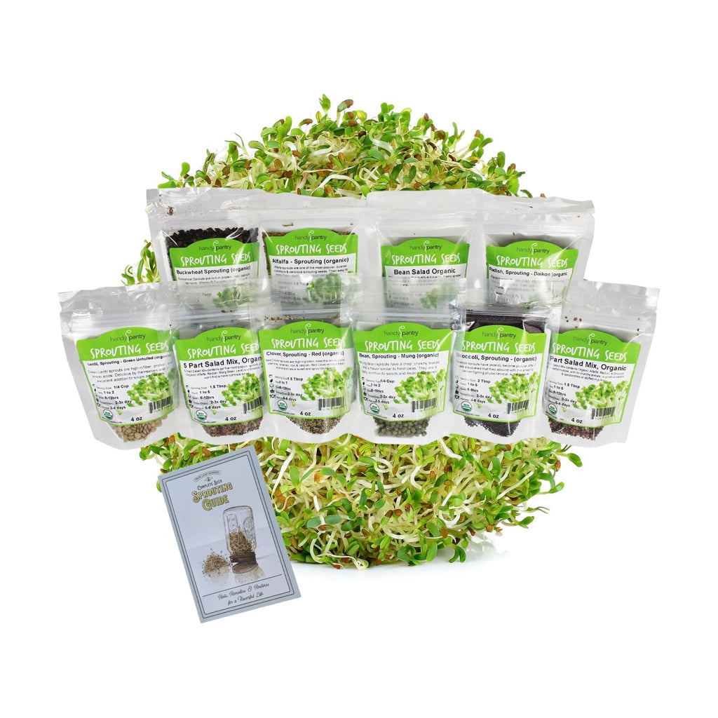 Handy Pantry Organic Sprouting Seed Mix – 2.5 lb – 10 Varieties: Alfalfa | Mung Bean, Broccoli, Lentil, Clover
