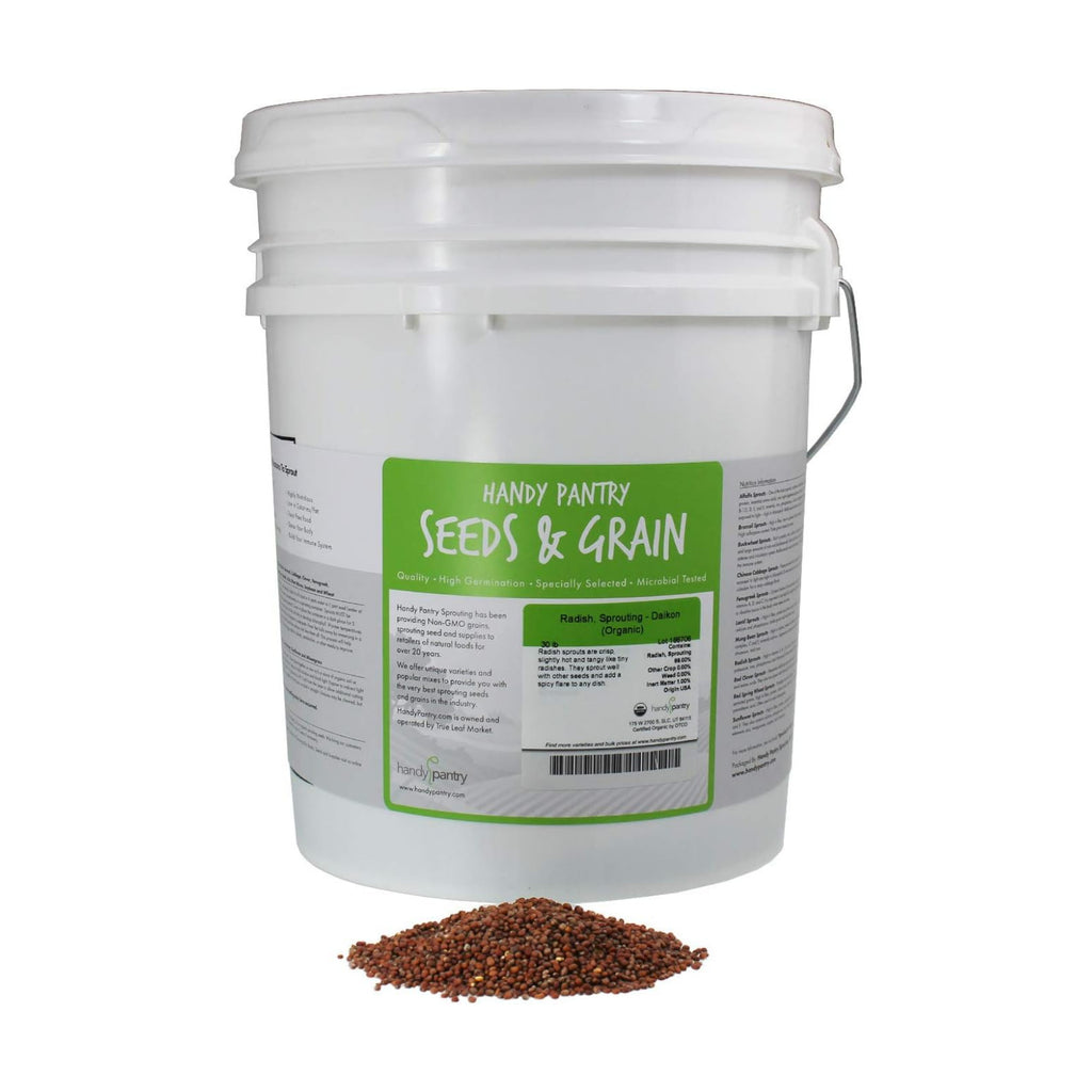 Handy Pantry Organic Radish Sprouting Seed 30 - Lb - Non-GMO Radish Seeds | Sprouting Sprouts, Microgreens, Prepper