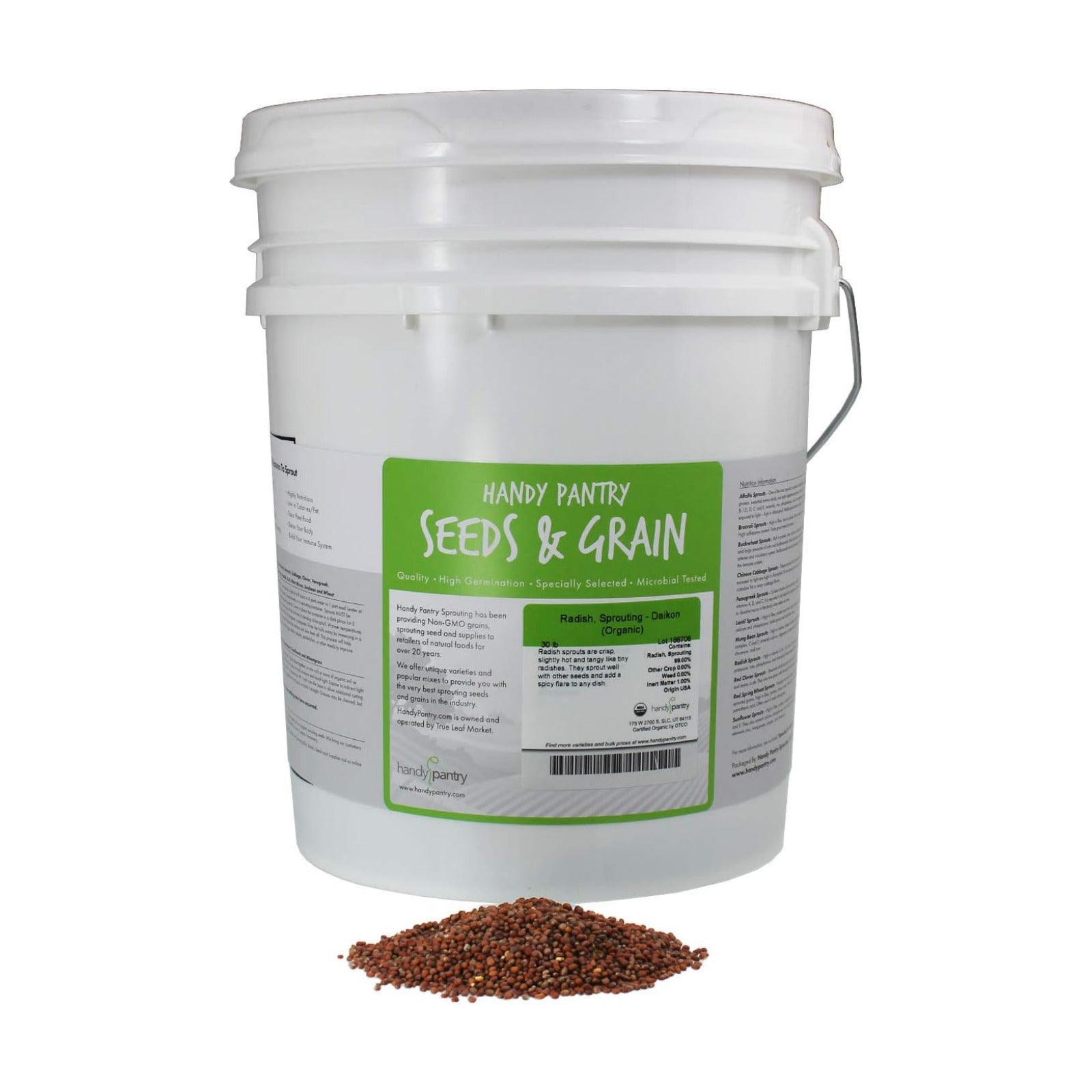 Handy Pantry Organic Radish Sprouting Seed 30 - Lb - Non-GMO Radish Seeds | Sprouting Sprouts, Microgreens, Prepper