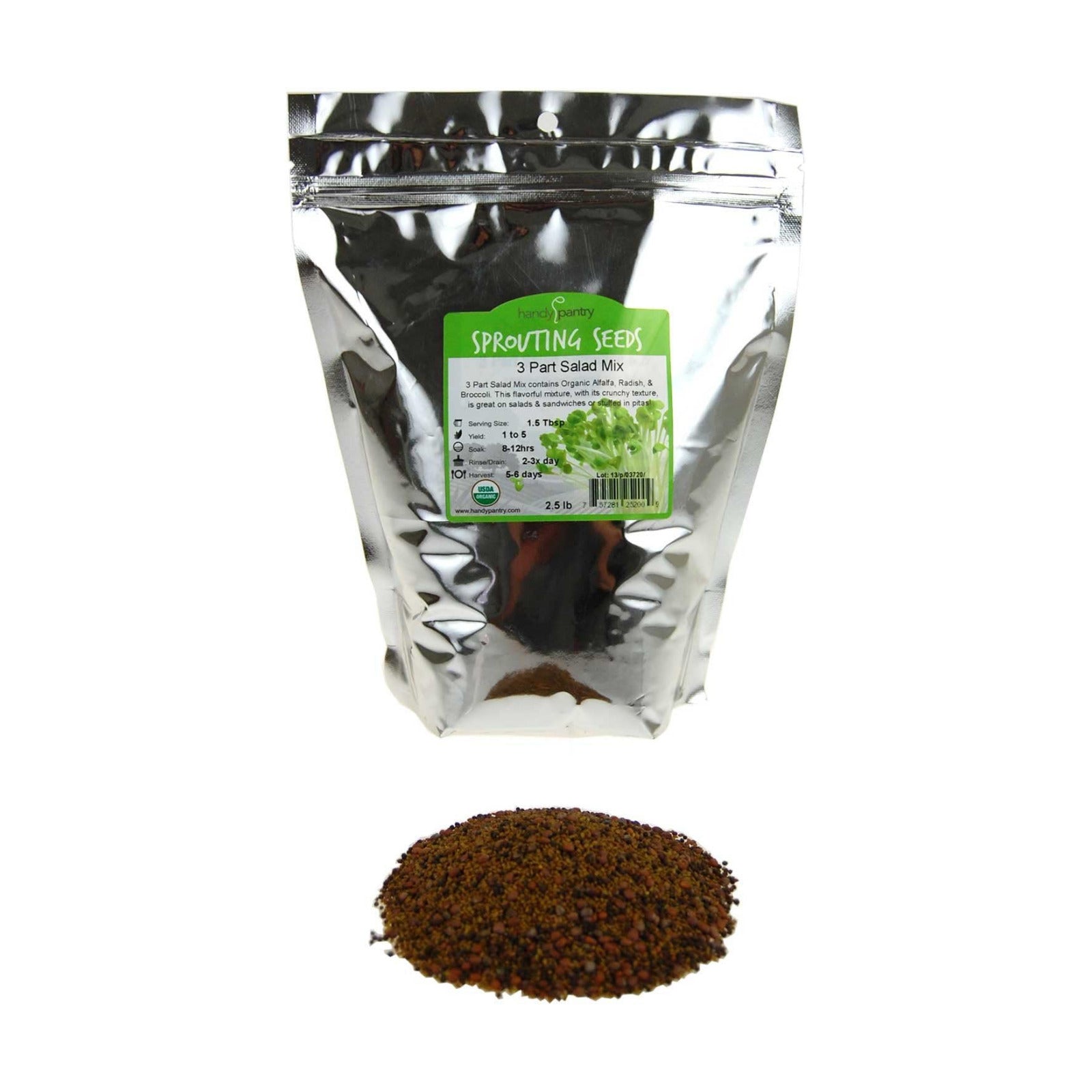 Handy Pantry Organic Salad Sprouting & Microgreens Mix – 2.5 LB – Non-GMO | igh-Germination Blend of Alfalfa, Broccoli