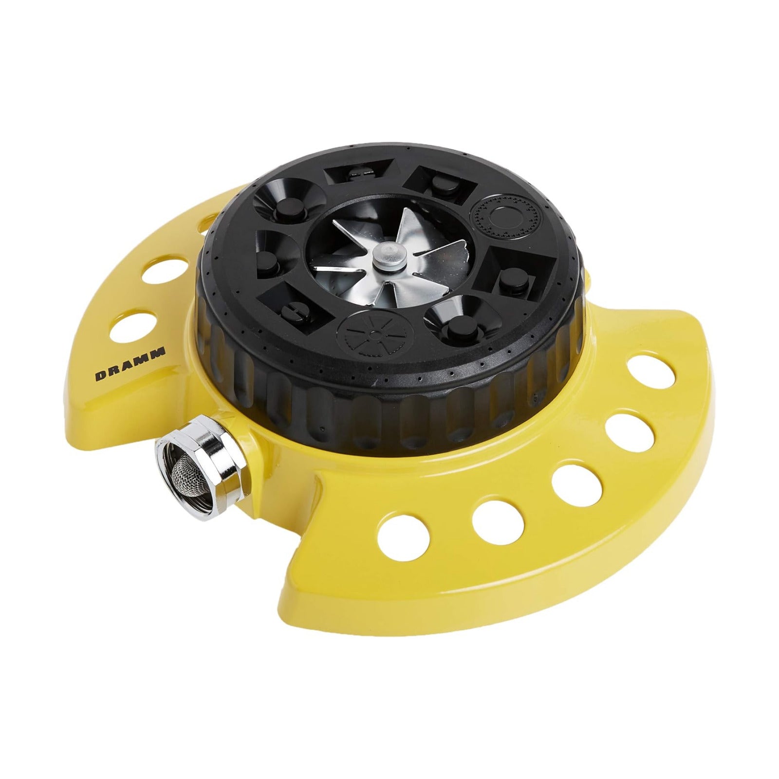 Dramm ColorStorm 9-Pattern Premium Turret Sprinkler With Heavy Duty Metal Base - Yellow 5023