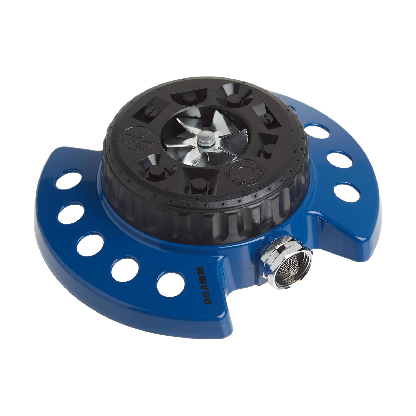 Dramm 15025 ColorStorm 9-Pattern Turret Sprinkler with Heavy-Duty Metal Base, Blue