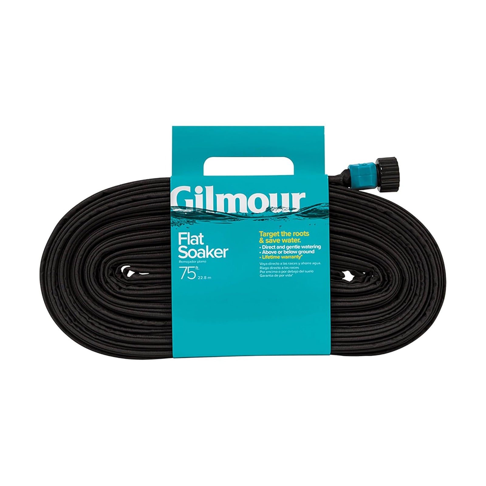 Gilmour 75' Black Flat Weeper Soaker Hose for Garden Beds, Drip Irrigation Outdoor Hose, Flexible Garden Hose for